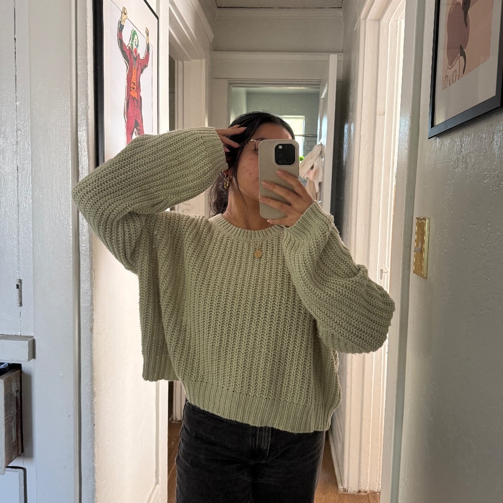 Pacsun Mint Green Oversized Crew Sweater